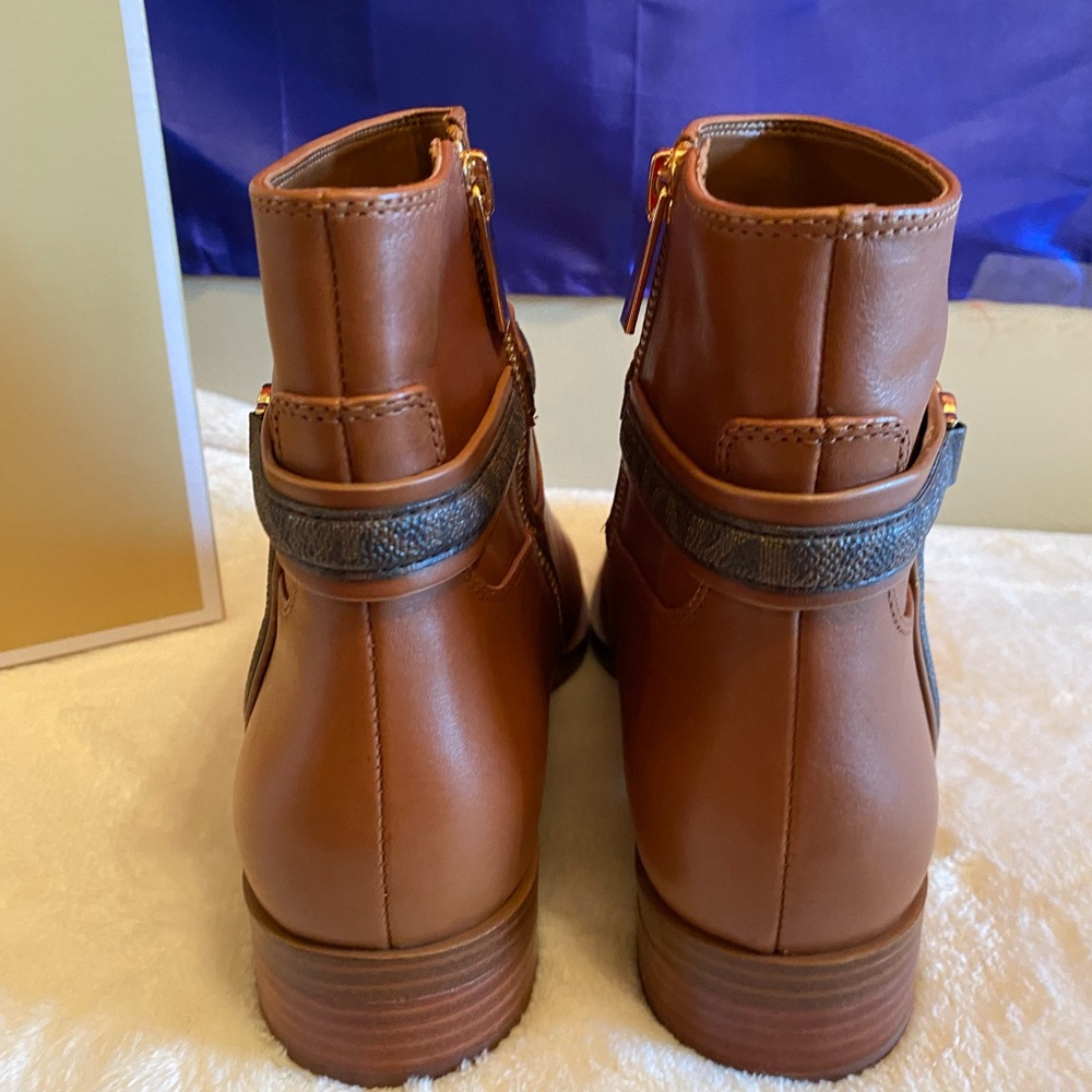 Michael Kors Mindy Leather and Signature Logo Trim Boot - Picture 7 of 9